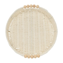 Load image into Gallery viewer, Papier Round Tray with Wood Bead Handle : White