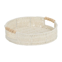 Load image into Gallery viewer, Papier Round Tray with Wood Bead Handle : White