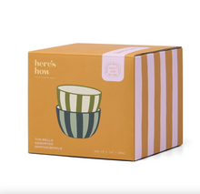 Load image into Gallery viewer, The Bella Set of 2 Dipping Bowls - Green + Blue Stripe