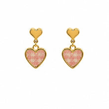 Load image into Gallery viewer, Earring - Gingham Hanging Heart Pink