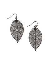 Load image into Gallery viewer, Filigree Leaf Earrings - Black