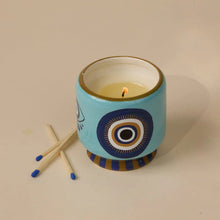 Load image into Gallery viewer, Adopo Ceramic Candle - Evil Eye : Incense + Smoke
