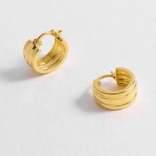 Load image into Gallery viewer, Estella Bartlett Earrings - Chunky Textured Hoops Gold Plated