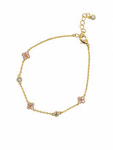 Load image into Gallery viewer, Bracelet - Dainty Gold Crystal & Pink