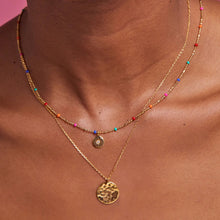 Load image into Gallery viewer, Estella Bartlett Necklace - Rainbow Beaded Cubic Zirconia Pendant Gold Plated