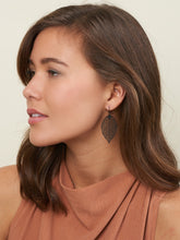 Load image into Gallery viewer, Filigree Leaf Earrings - Black