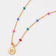 Load image into Gallery viewer, Estella Bartlett Necklace - Rainbow Beaded Cubic Zirconia Pendant Gold Plated