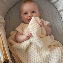 Load image into Gallery viewer, Baby Blanket - Basket Weave Knit - Cream
