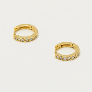 Estella Bartlett Earrings - White Cubic Zirconia Mini Hoops Gold Plated