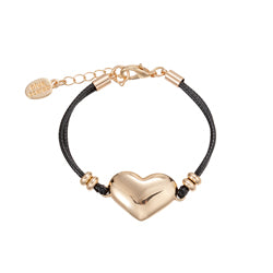 Bracelet - Gold Heart Black Cord