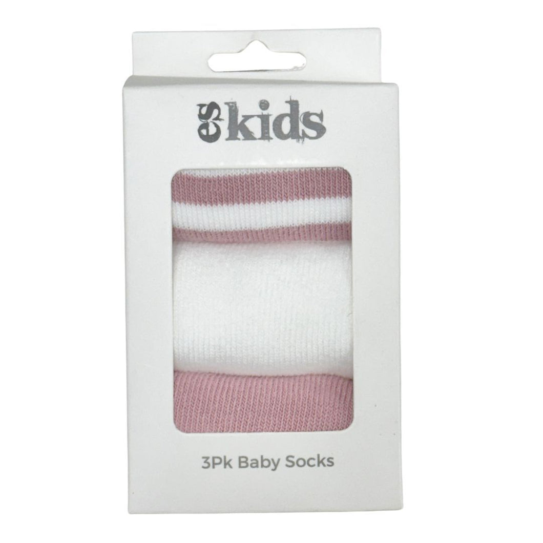 Baby Socks 3 Pkt 3-12 Months - Pink Stripes
