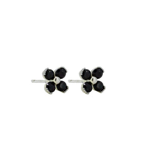SALE : Earring - Dainty Flower Crystal Black (Was $20)