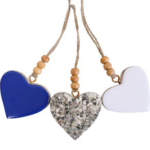 Load image into Gallery viewer, Hanging Decoration - Small Timber Resin Heart Navy
