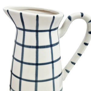 Jug - Check Navy 17.5x12.5x21.5cm