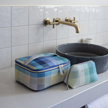 Load image into Gallery viewer, Cosmetic Bag - Blue Green Check
