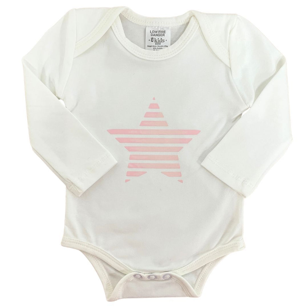 Romper Long Sleeve Size 00 - Pink Star