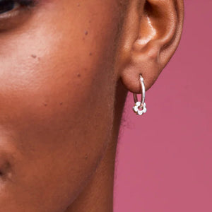 Estella Bartlett Earrings - Multi Flower Hoops Silver Plated
