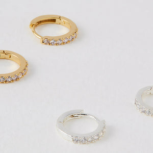 Estella Bartlett Earrings - White Cubic Zirconia Mini Hoops Gold Plated