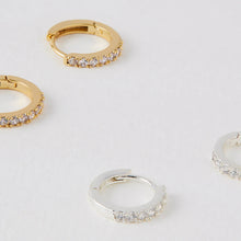 Load image into Gallery viewer, Estella Bartlett Earrings - White Cubic Zirconia Mini Hoops Silver Plated
