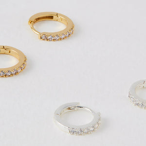 Estella Bartlett Earrings - White Cubic Zirconia Mini Hoops Silver Plated