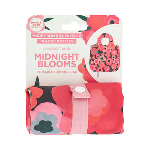 Fold Up Shopping Tote - Midnight Blooms