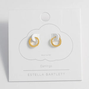 Estella Bartlett Earrings - White Cubic Zirconia Mini Hoops Gold Plated