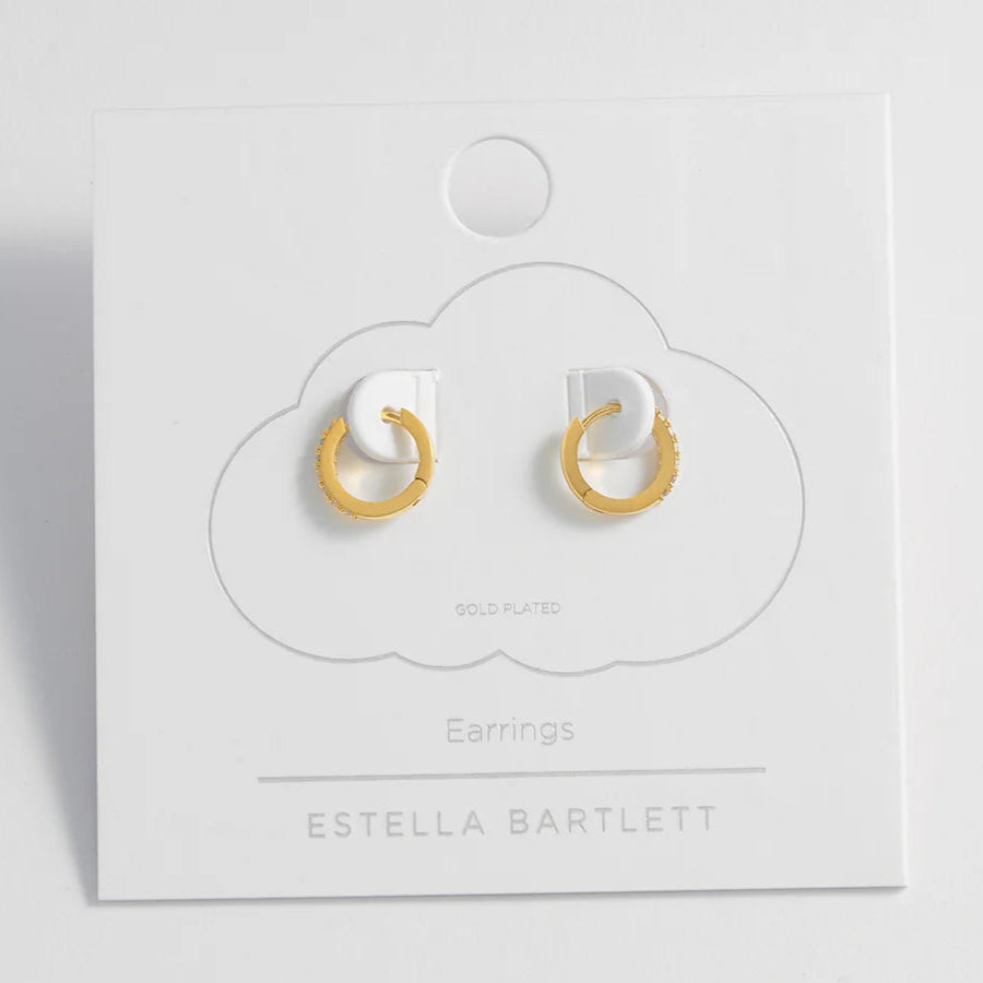 Estella Bartlett Earrings - White Cubic Zirconia Mini Hoops Gold Plated