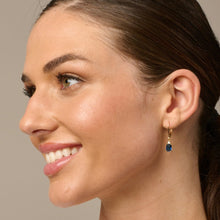 Load image into Gallery viewer, Earring - Crystal Drop Huggie Sapphire
