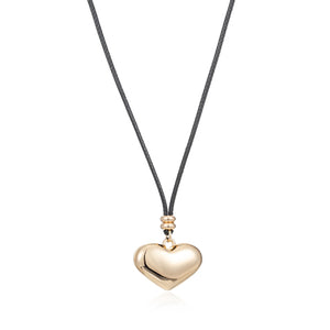 Necklace - Gold Heart on Black Cord