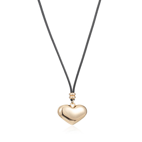 Necklace - Gold Heart on Black Cord