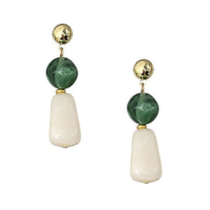 Earrings - Beaded Resin Drop White