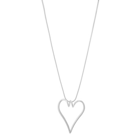 Long Necklace - Heart Pendant Silver
