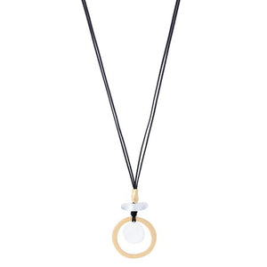 Long Necklace - Disc Ring Pendant Gold/Silver