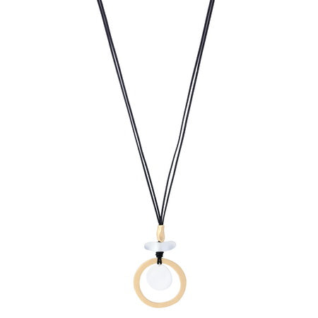 Long Necklace - Disc Ring Pendant Gold/Silver