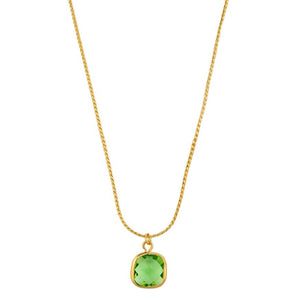 Necklace - Square Crystal Green Apple