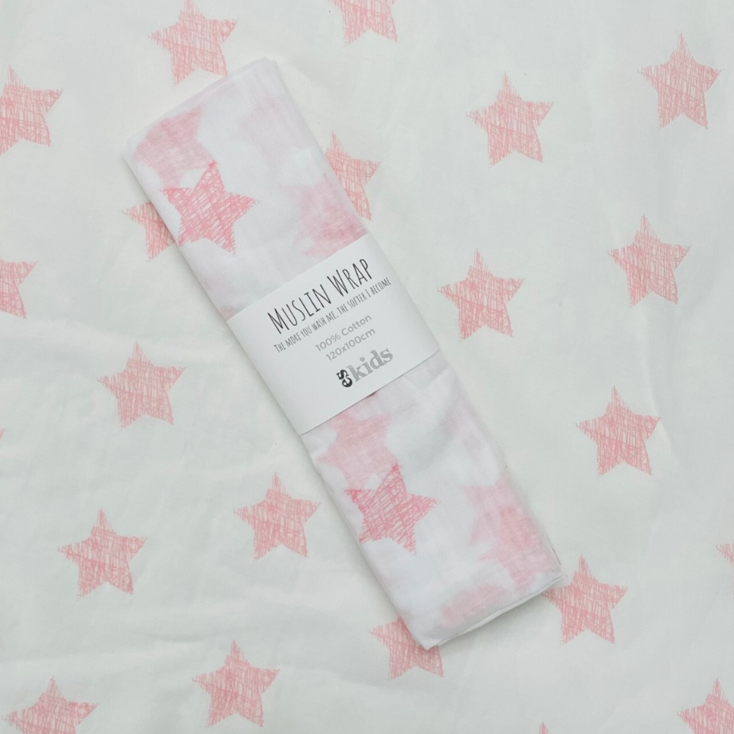 Muslin Wrap - Star Pink
