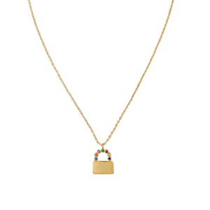 Necklace - Gold Crystal Lock