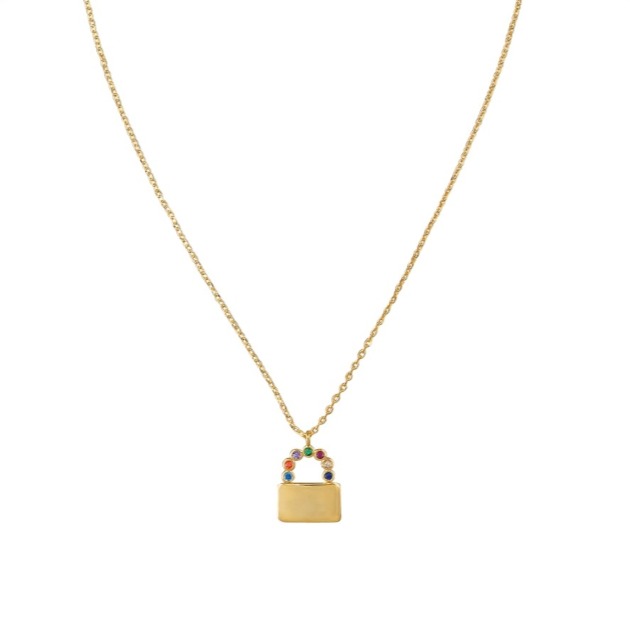 Necklace - Gold Crystal Lock