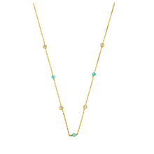 Load image into Gallery viewer, Necklace - Aqua &amp; Crystal Chain
