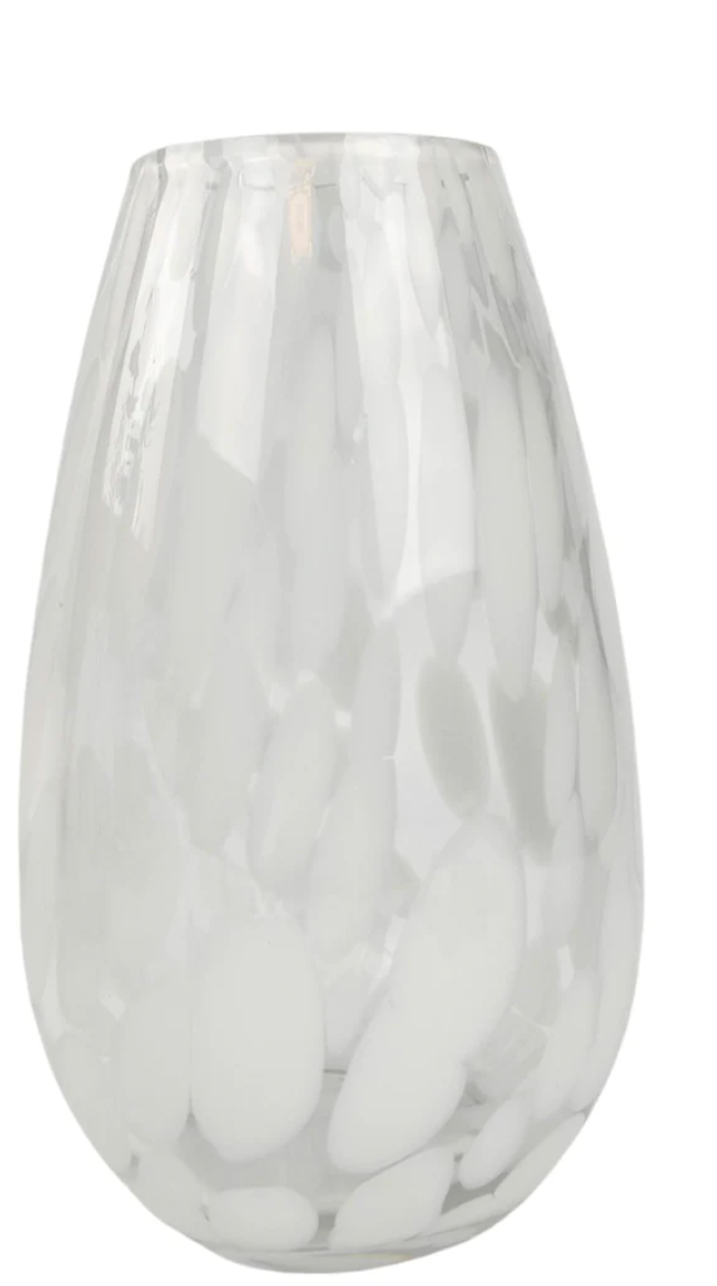 Vase - Speckle Glass White 34cm