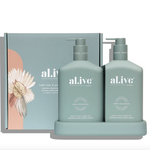 al.ive Body : Wash & Lotion Duo + Tray - Kaffir Lime & Green Tea Duo