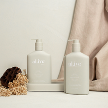Load image into Gallery viewer, al.ive Body : Wash &amp; Lotion Duo + Tray - Sea Cotton &amp; Coconut
