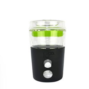 Glass Coffee Traveller 8oz - Black with Apple Green Seal