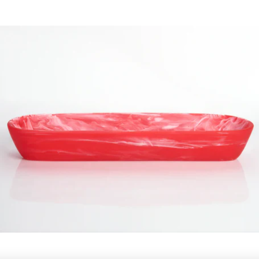 Resin Boat Bowl Medium - Red Swirl