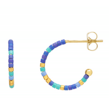 Load image into Gallery viewer, Estella Bartlett Earrings - Night Sky Beaded Hoops Gold Plated
