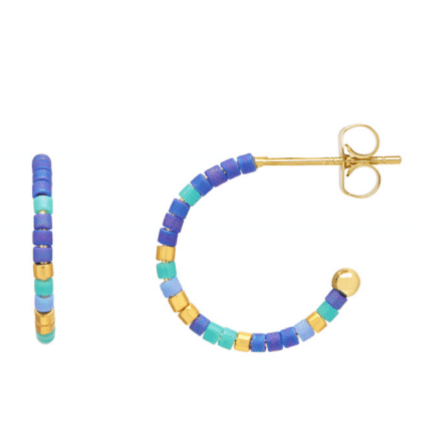 Estella Bartlett Earrings - Night Sky Beaded Hoops Gold Plated