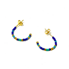 Load image into Gallery viewer, Estella Bartlett Earrings - Night Sky Beaded Hoops Gold Plated
