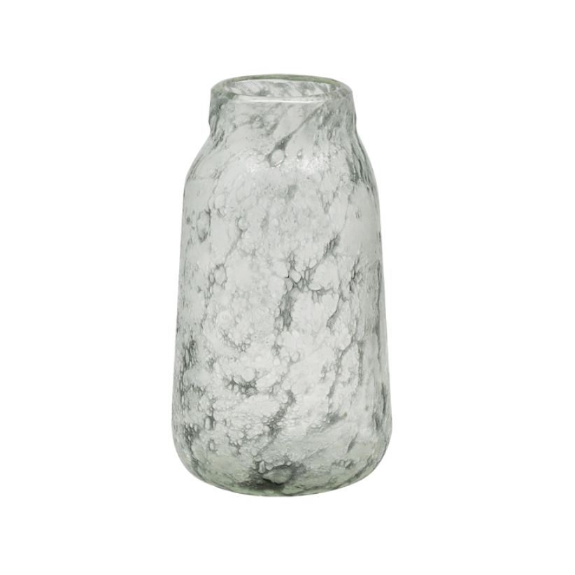 Vase - Glass Bullet Vase White/Silver 2