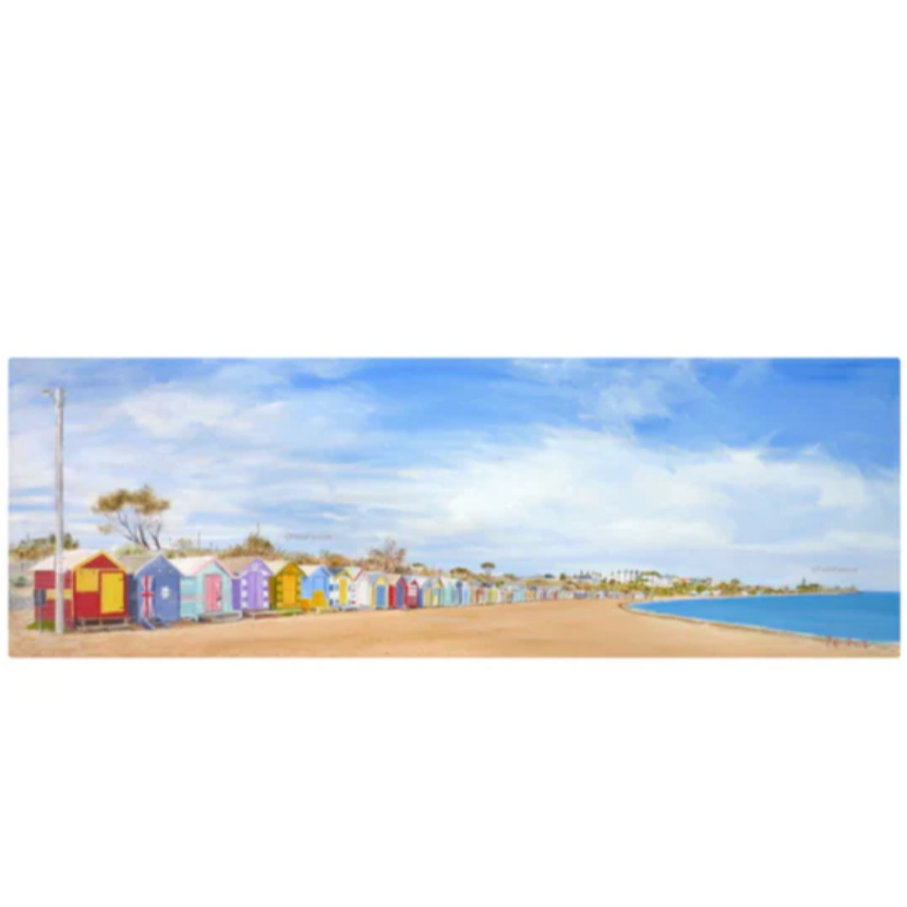 Pete Pascoe Print 69 - Beach Boxes Lampost, Brighton