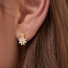 Load image into Gallery viewer, Estella Bartlett Earrings - White Enamel Double Flower Studs
